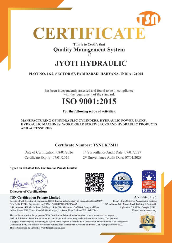 Jyoti Hydraulic- ISO Certificate